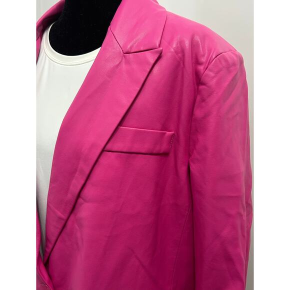Sans Souci Faux Leather Blazer Jacket Pink Women’s Size Large - Picture 1 of 5